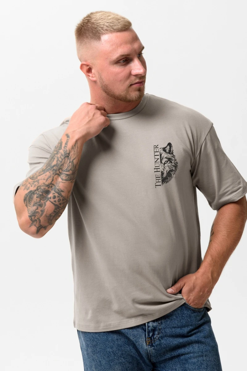 Футболка 8568 (серо-бежевый+охотник)