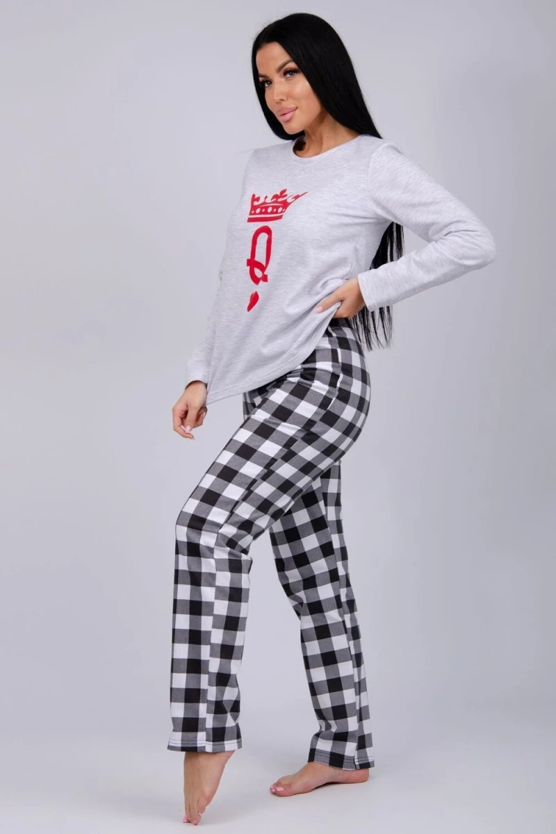 Пижама с брюками Карты (светло-серый меланж)