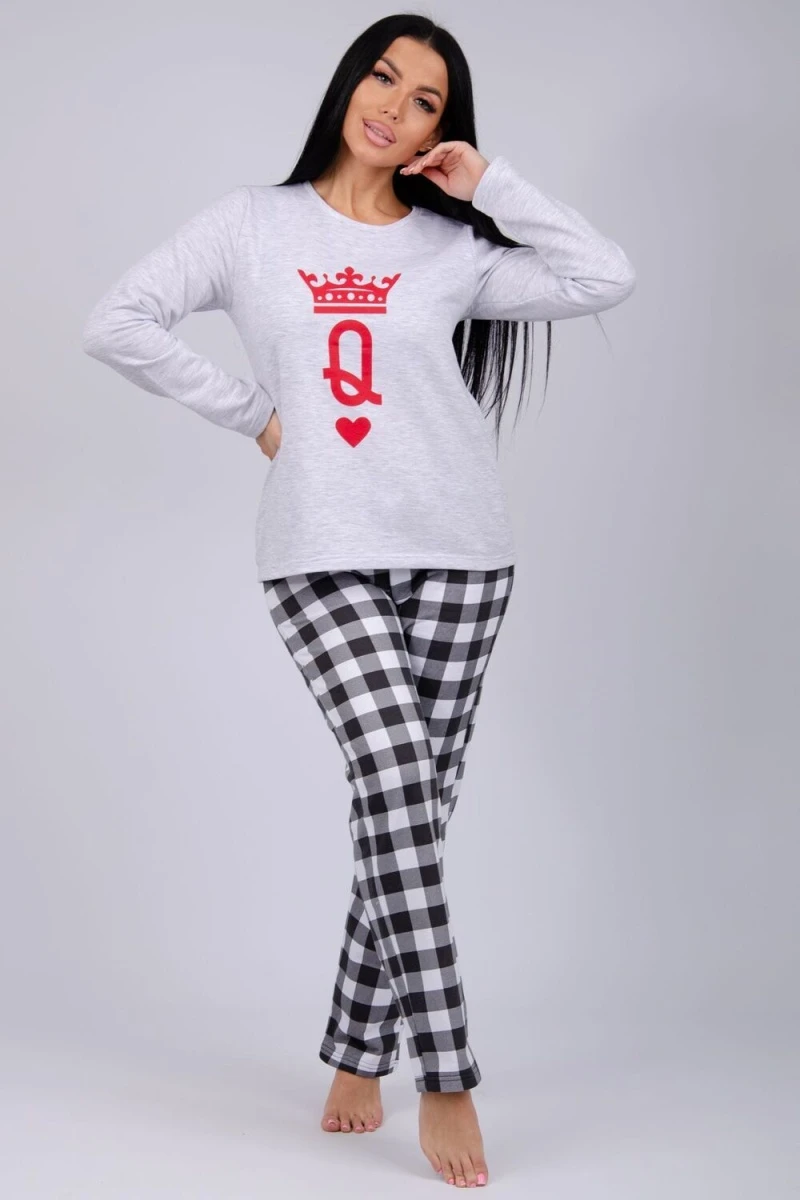 Пижама с брюками Карты (светло-серый меланж)