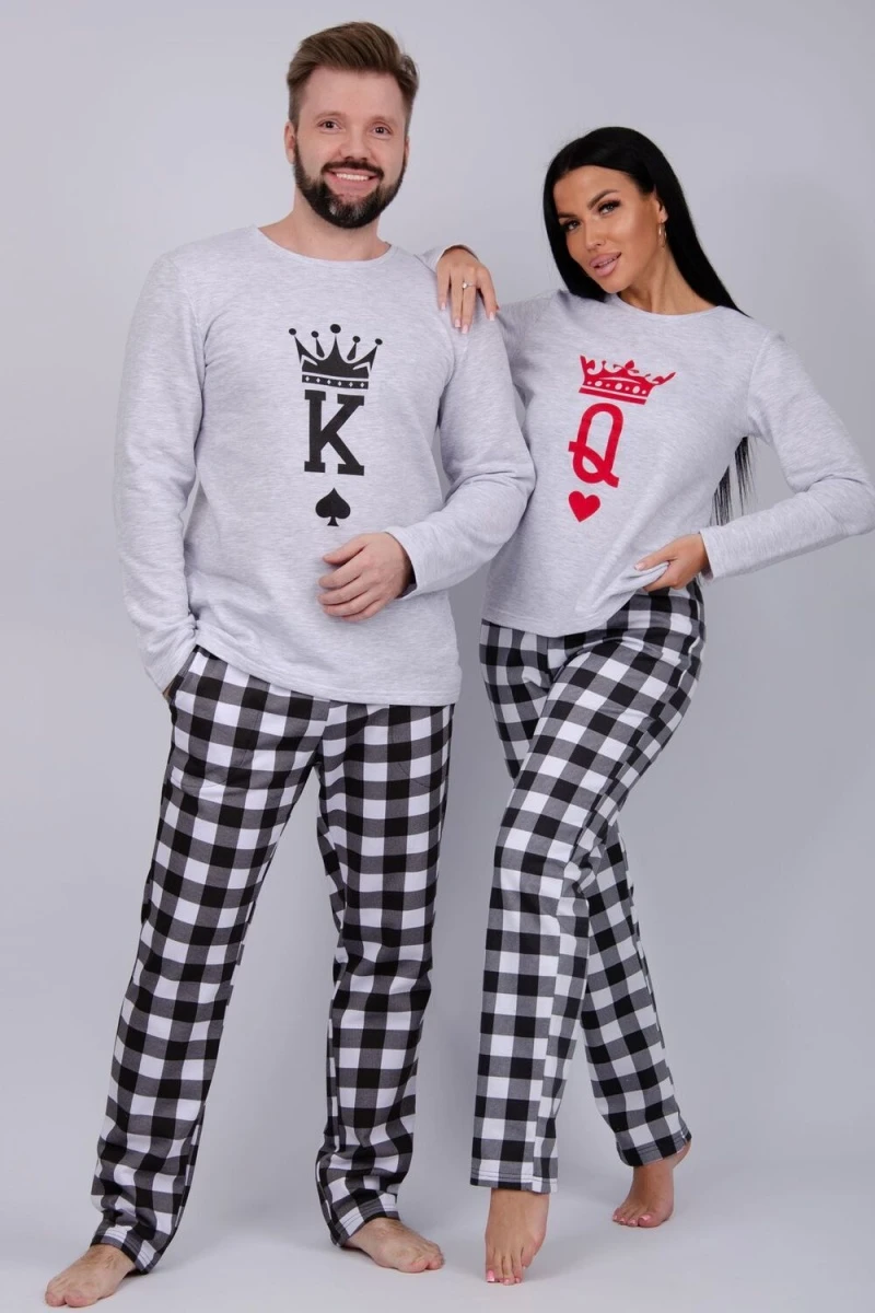 Пижама с брюками Карты (светло-серый меланж)