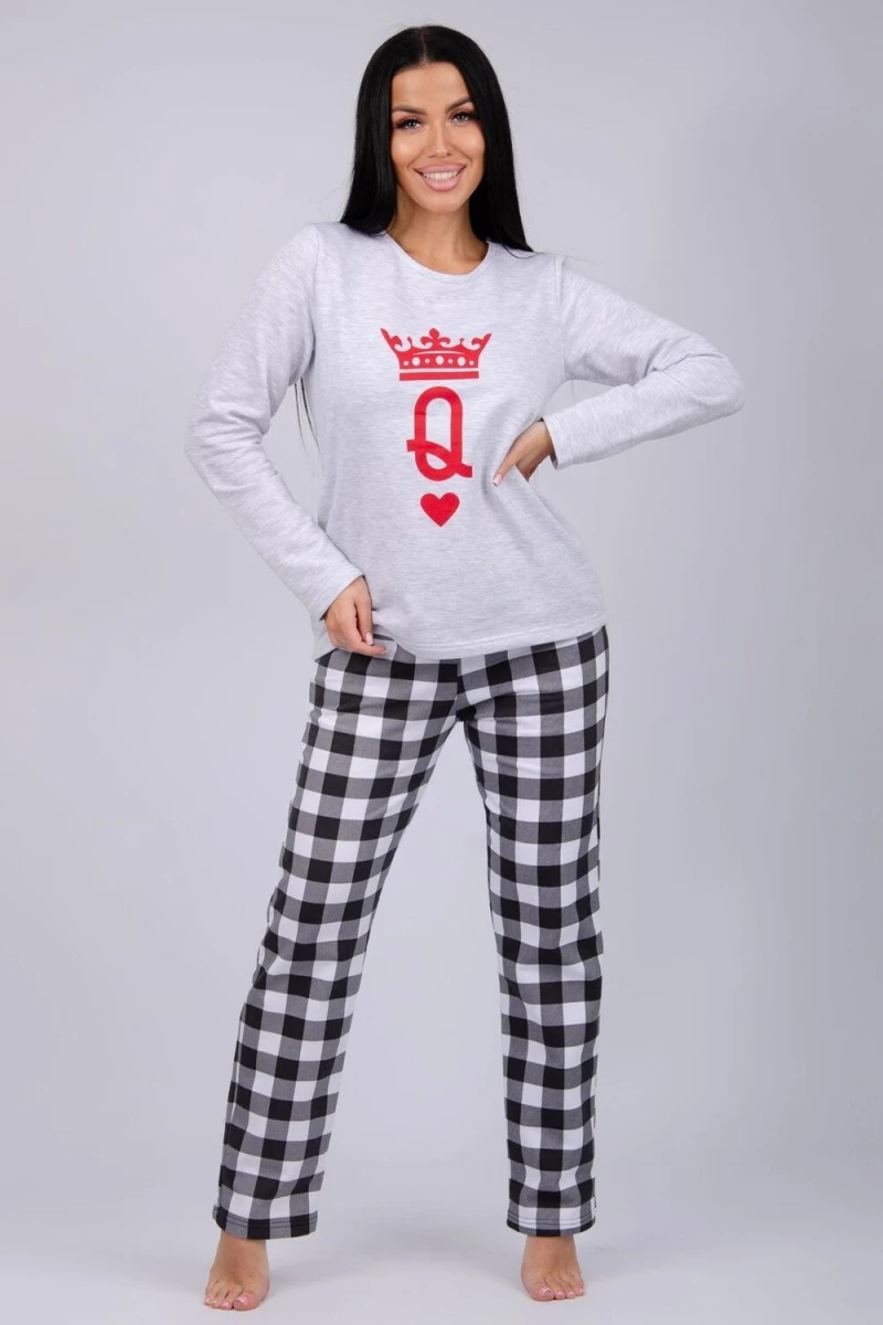 Пижама с брюками Карты (светло-серый меланж)