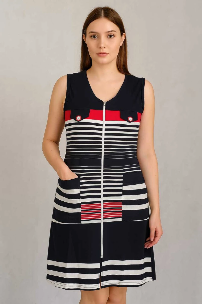 Халат без рукавов на молнии 303 (темно-синий)