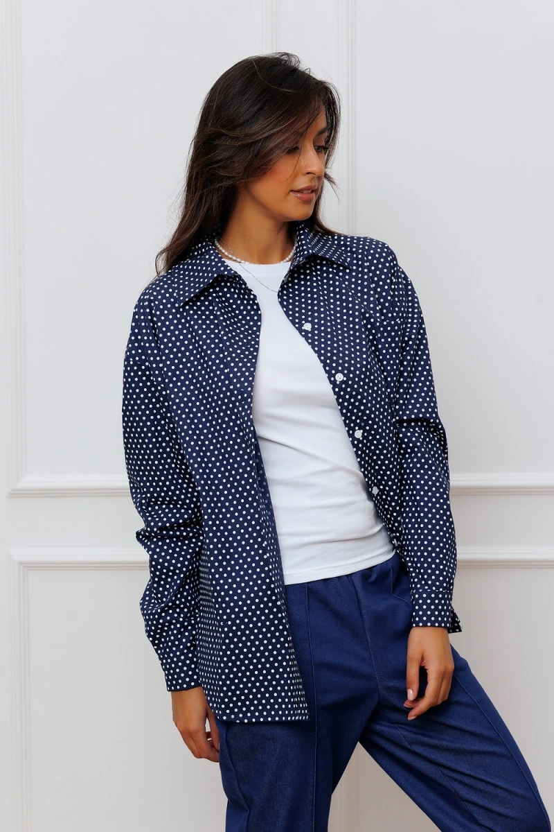 Рубашка с мелким принтом 301 (темно-синий)