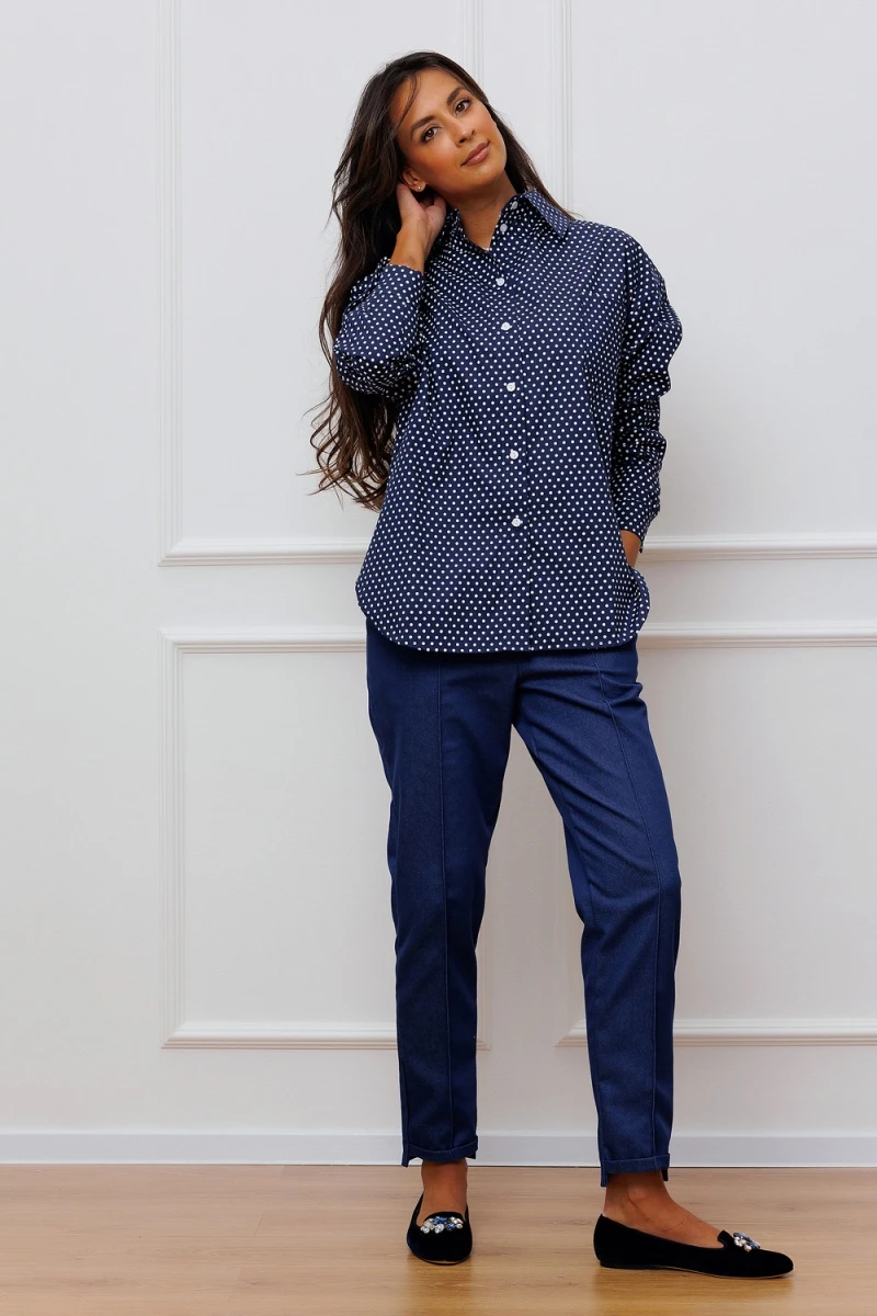 Рубашка с мелким принтом 301 (темно-синий)