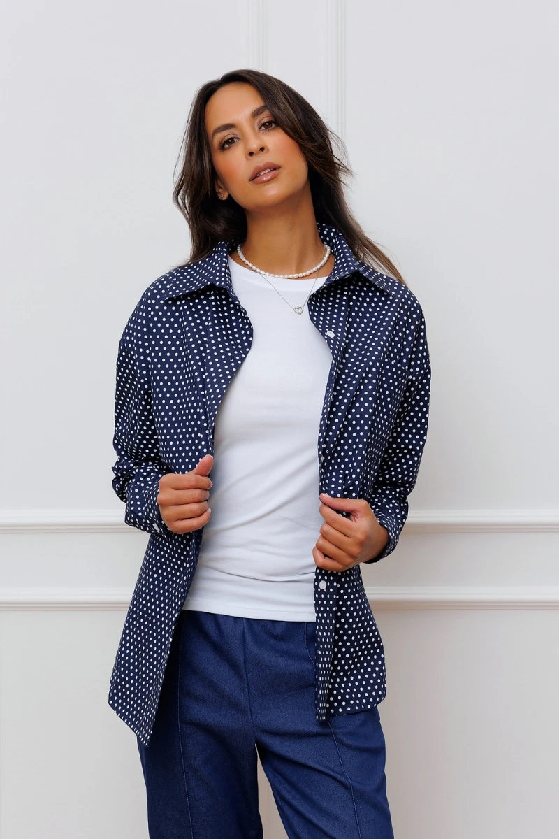 Рубашка с мелким принтом 301 (темно-синий)