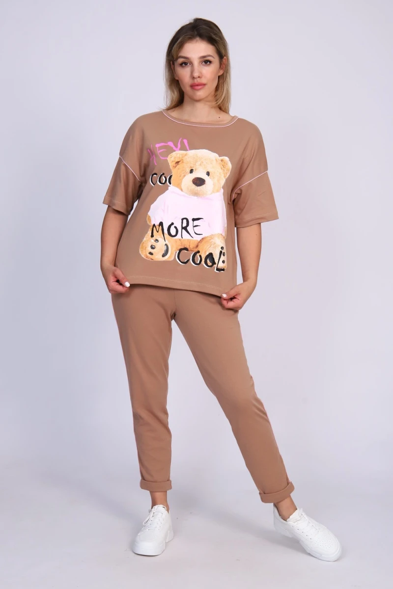 Пижама с брюками ТК 360 мишки (коричневый)