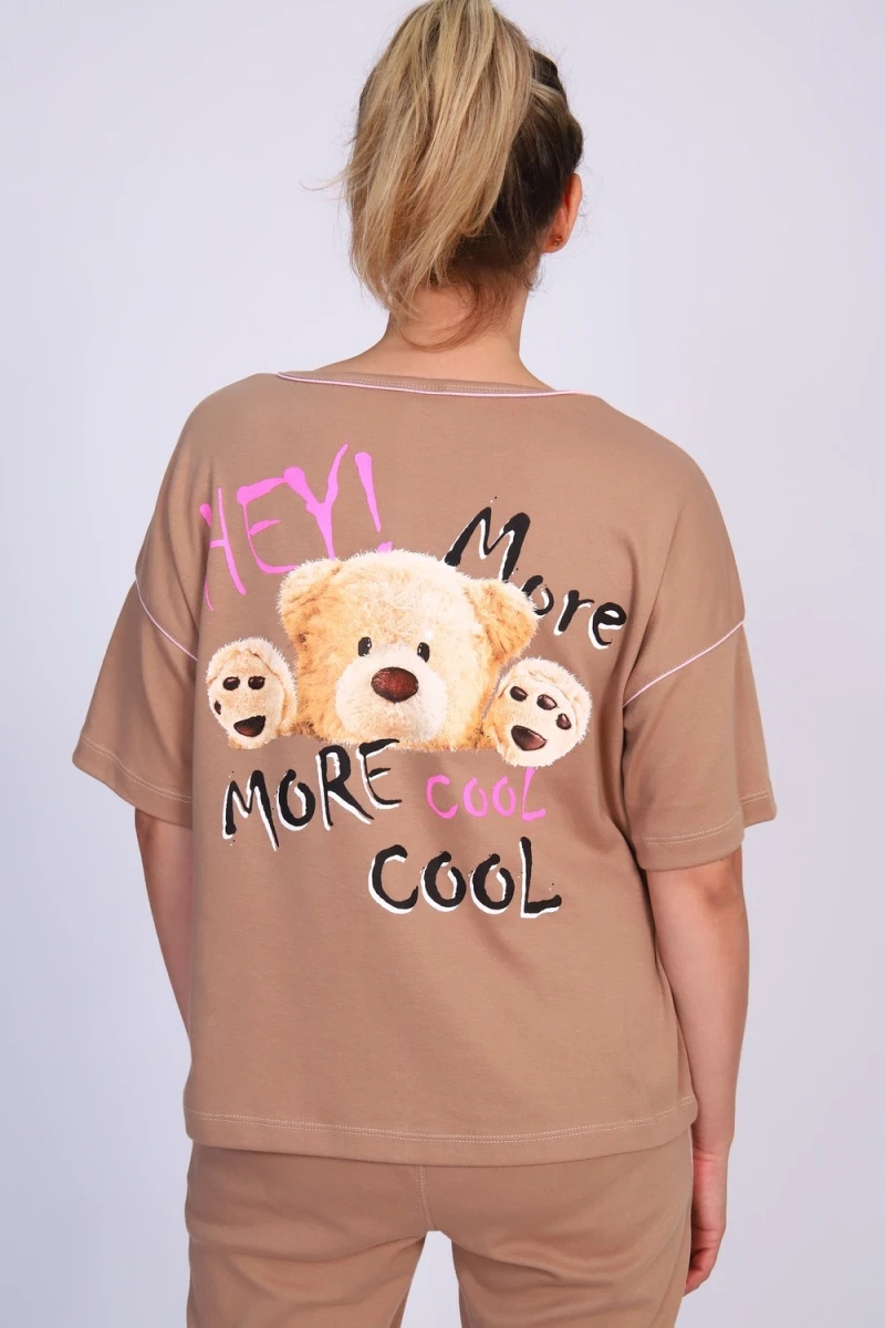 Пижама с брюками ТК 360 мишки (коричневый)