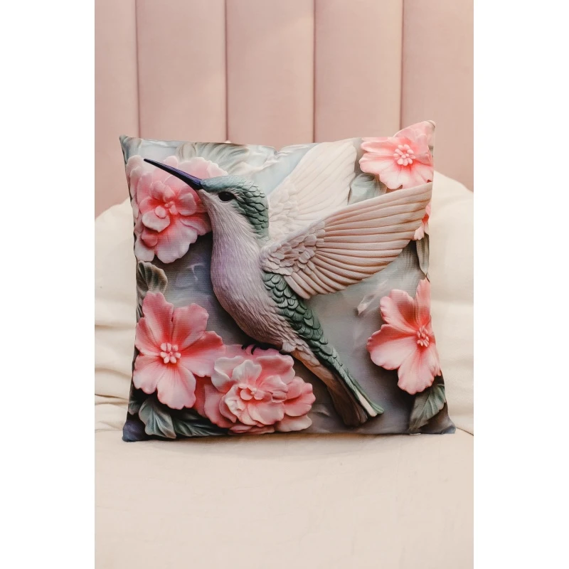 Наволочка декоративная декоративная 1 шт 3D эффект (колибри)