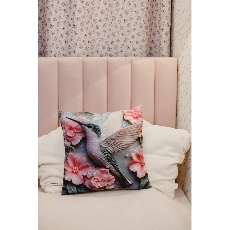 Наволочка декоративная декоративная 1 шт 3D эффект (колибри)