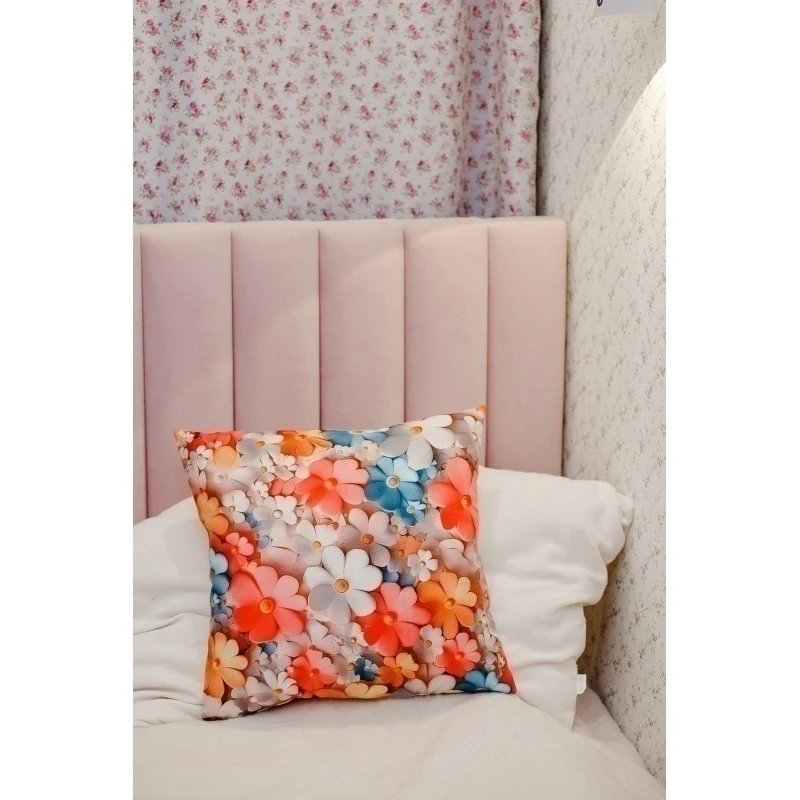 Наволочка декоративная декоративная 1 шт 3D эффект (цветные цветы)