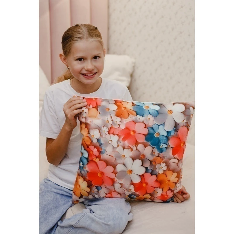 Наволочка декоративная декоративная 1 шт 3D эффект (цветные цветы)