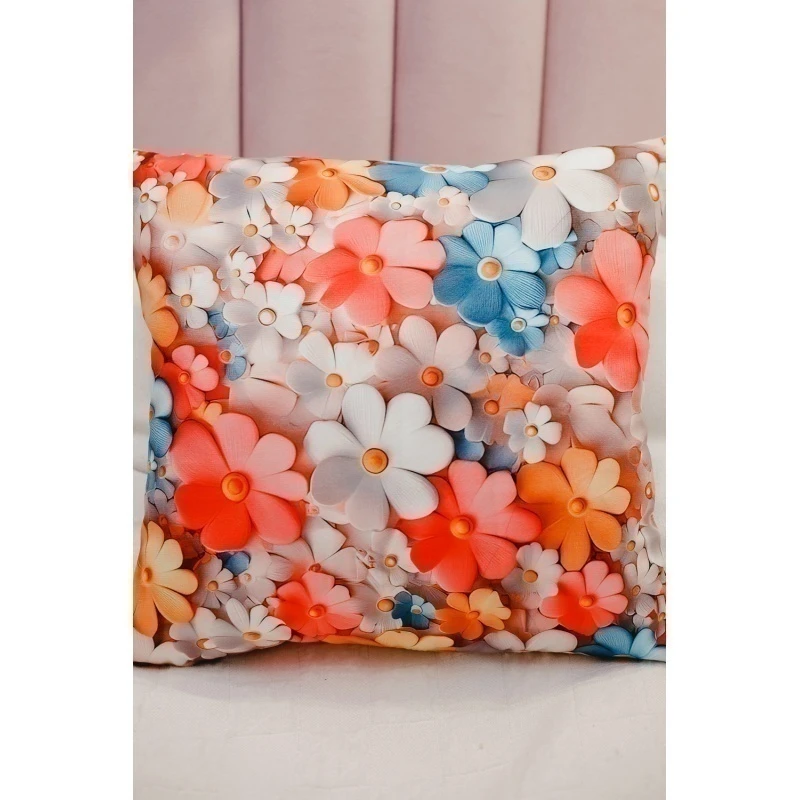 Наволочка декоративная декоративная 1 шт 3D эффект (цветные цветы)