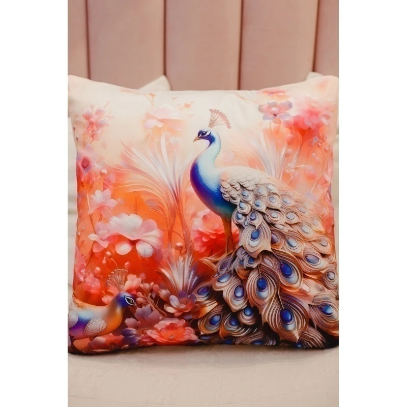 Наволочка декоративная декоративная 3 шт Павлины 3D (розовый)