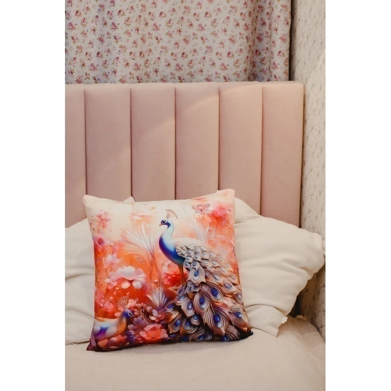 Наволочка декоративная декоративная 3 шт Павлины 3D (розовый)