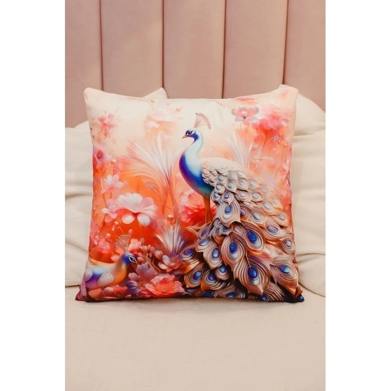 Наволочка декоративная декоративная 3 шт Павлины 3D (розовый)