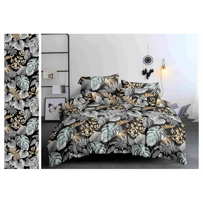 КПБ с рисунком Пальмовые листья полисатин (в ассортименте)