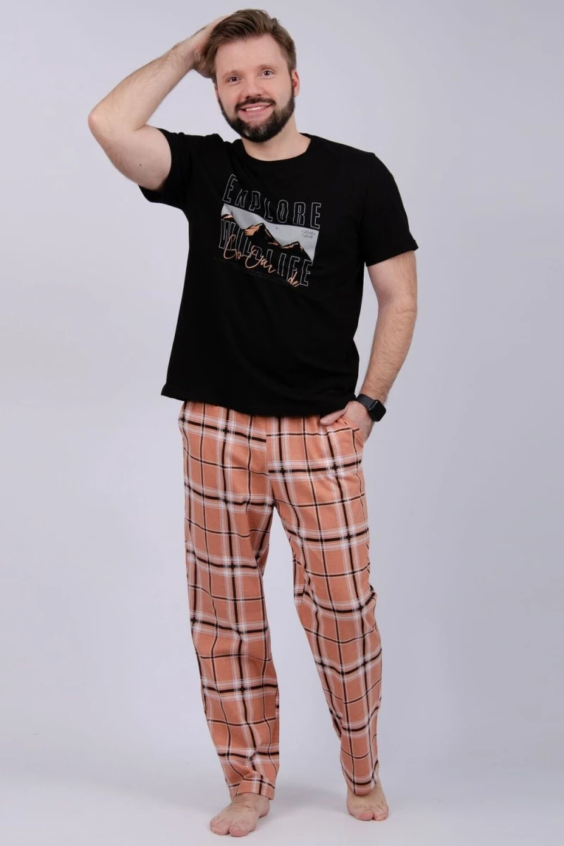 Пижама с брюками Альпы 2 (черный/коричневый)