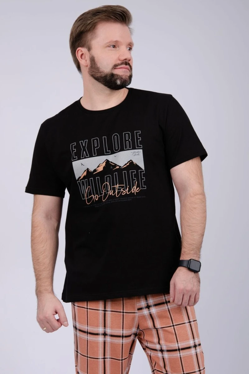 Пижама с брюками Альпы 2 (черный/коричневый)