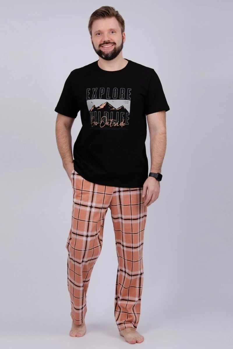Пижама с брюками Альпы 2 (черный/коричневый)