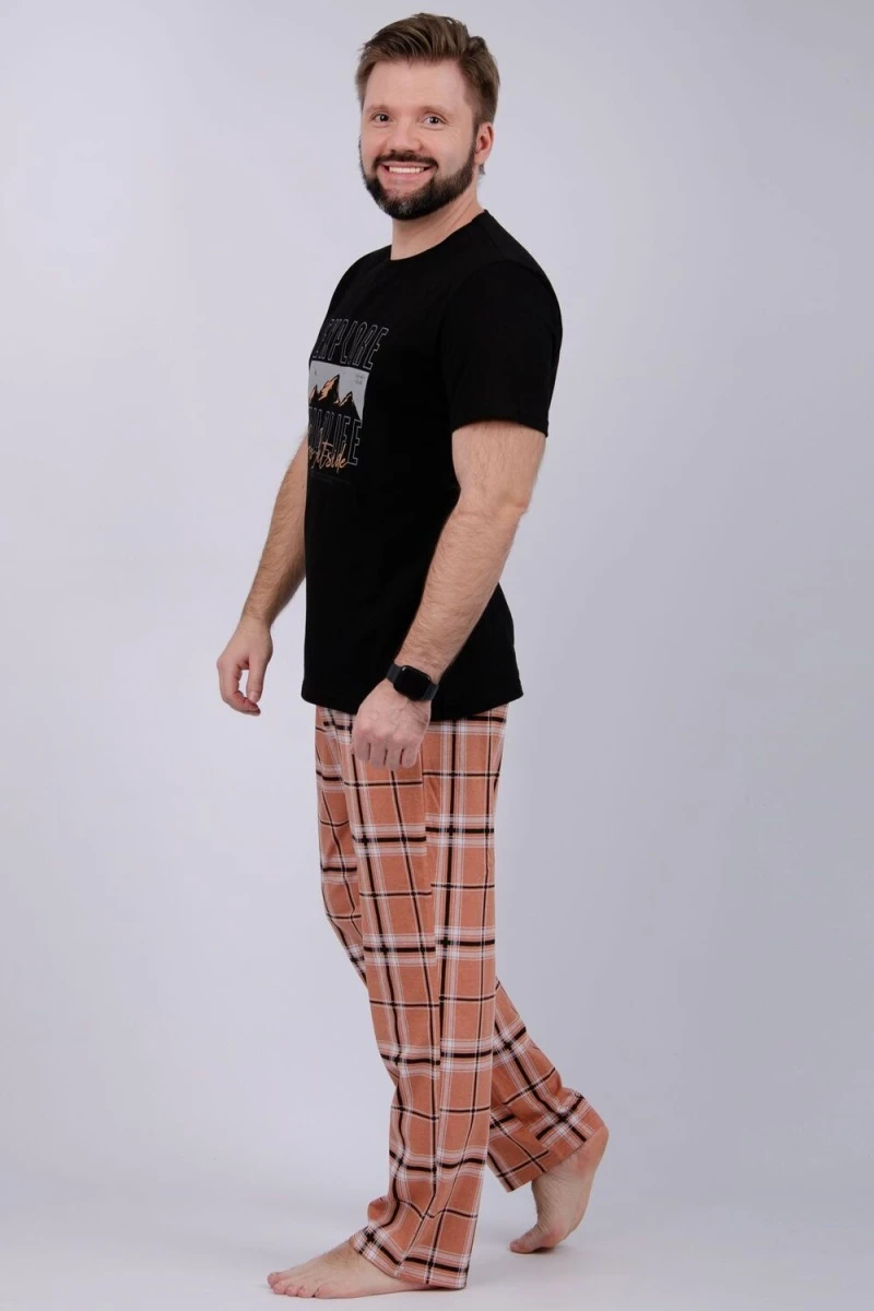 Пижама с брюками Альпы 2 (черный/коричневый)