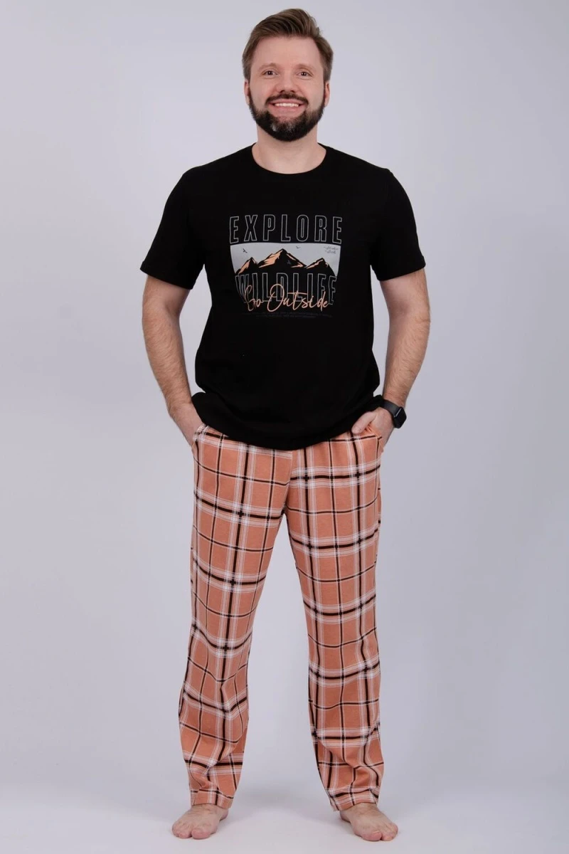 Пижама с брюками Альпы 2 (черный/коричневый)