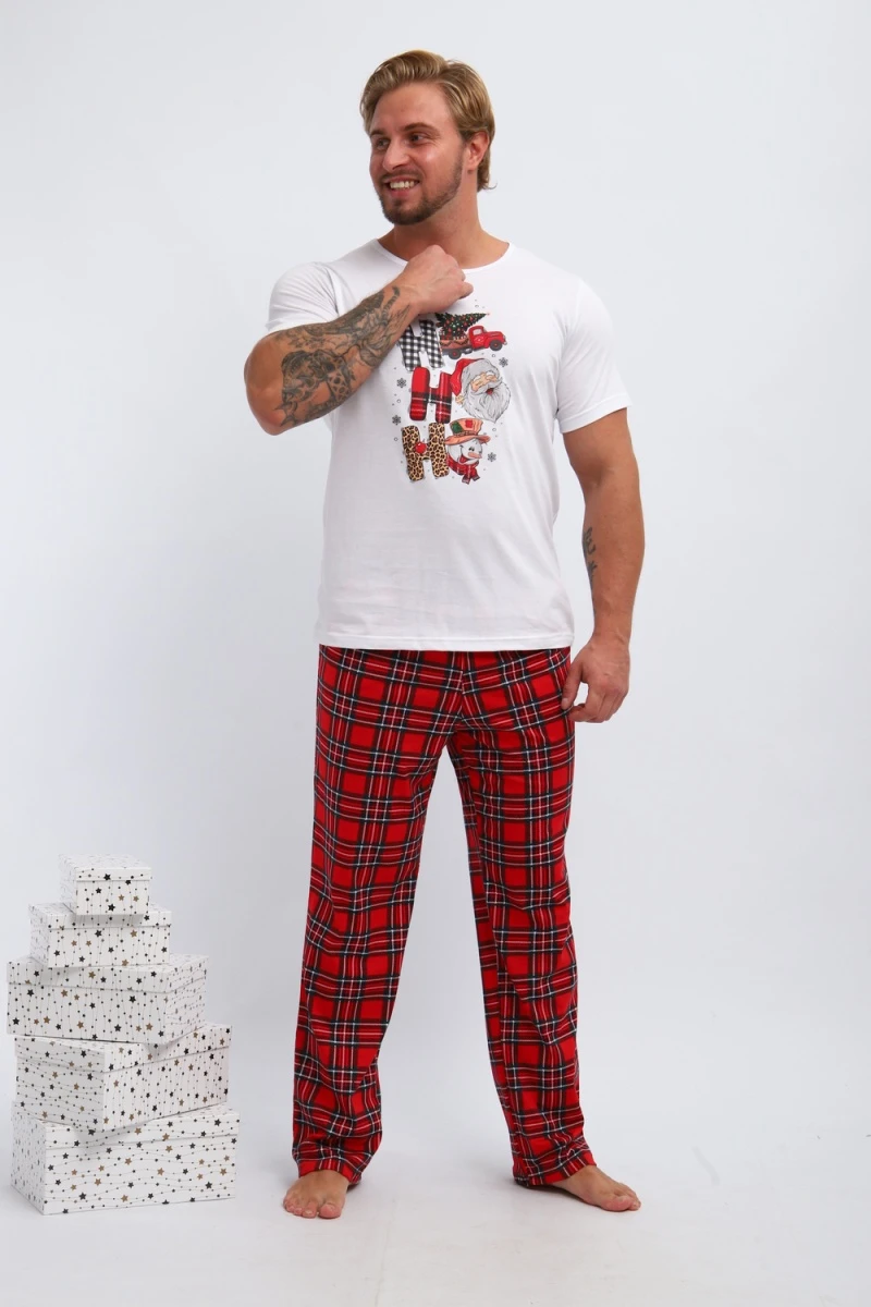 Пижама с брюками П218 Новый Год (красный,белый)
