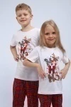Детская пижама с брюками П328 Новый Год (красный,белый)