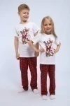 Детская пижама с брюками П328 Новый Год (красный,белый)