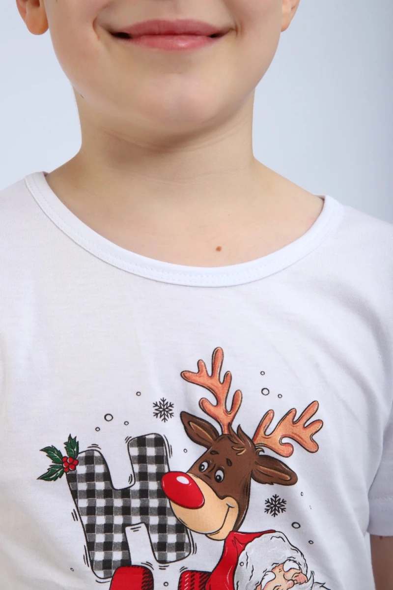 Детская пижама с брюками П328 Новый Год (красный,белый)