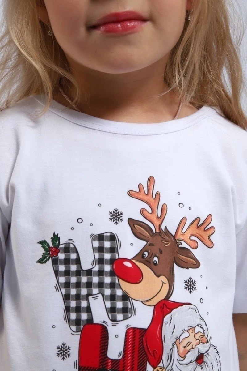 Детская пижама с брюками П328 Новый Год (красный,белый)