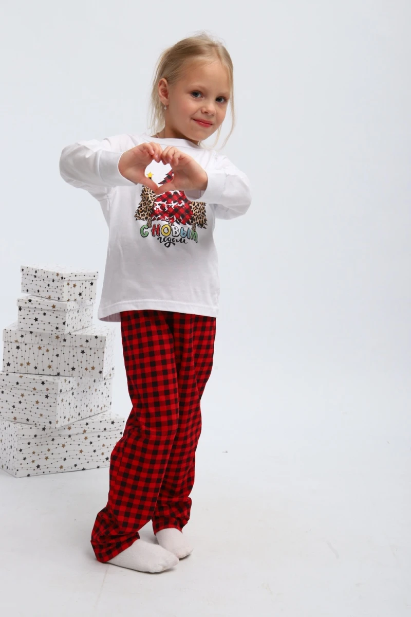 Детская пижама с брюками П324 Нарядные Ёлочки (красный,белый)