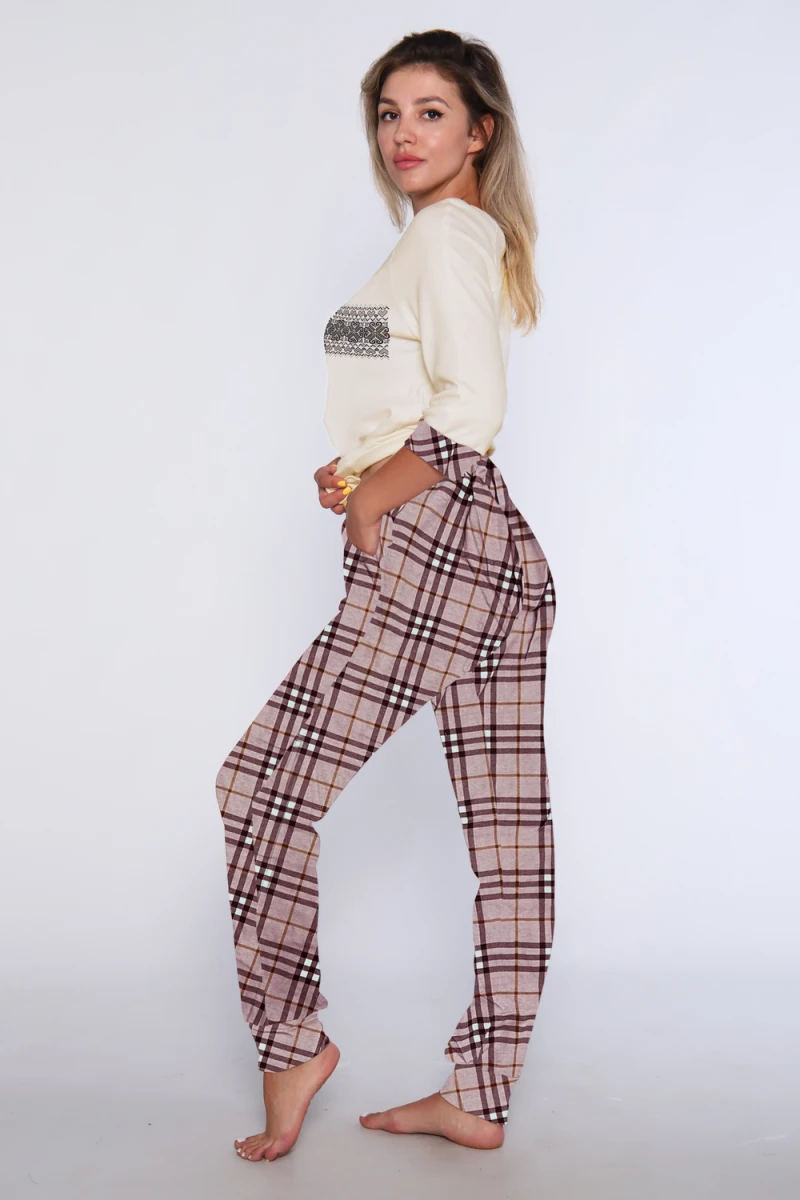 Костюм с брюками с брюками 66 (розовый)