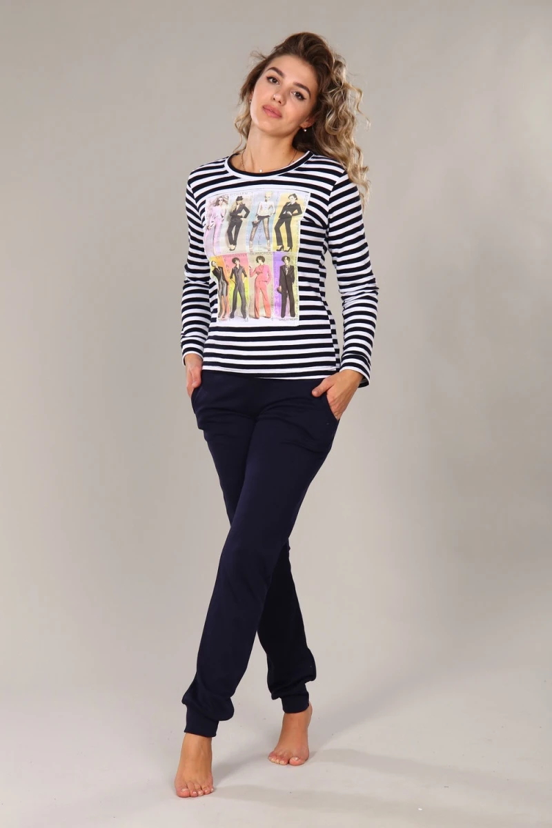 Костюм с брюками с брюками 68 (черно-белый)