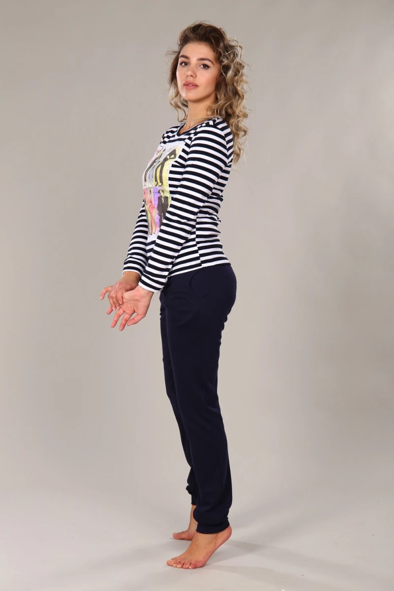 Костюм с брюками с брюками 68 (черно-белый)