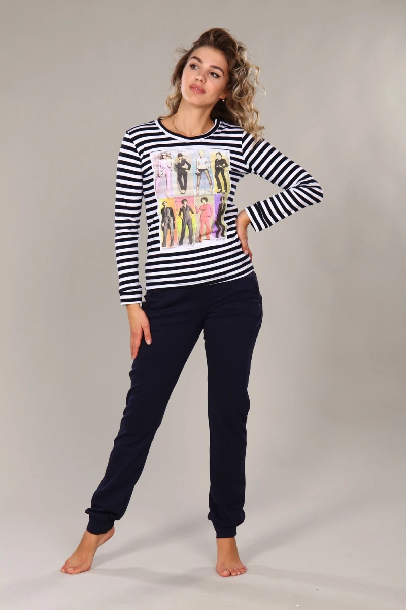 Костюм с брюками с брюками 68 (черно-белый)