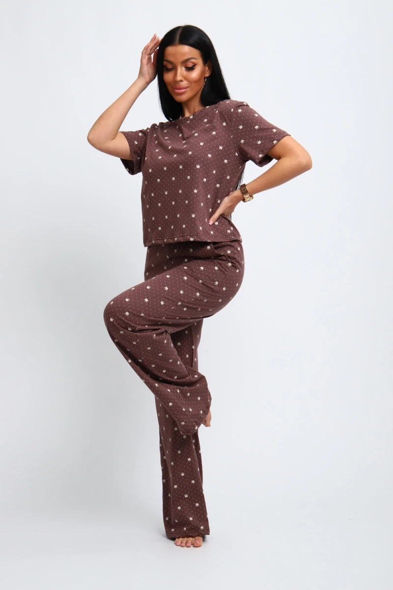 Пижама с брюками 309 (коричневый)