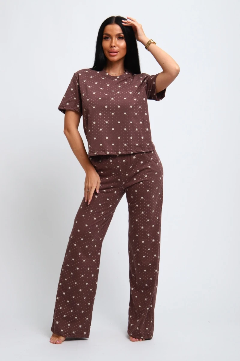 Пижама с брюками 309 (коричневый)