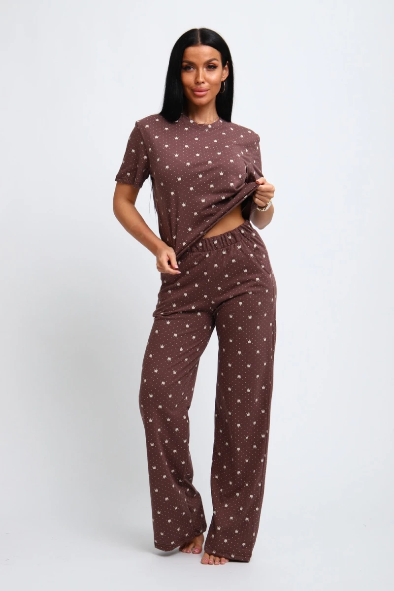 Пижама с брюками 309 (коричневый)
