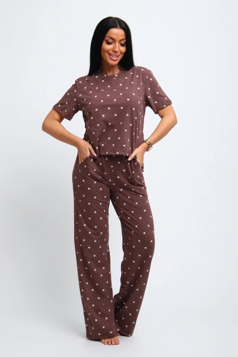 Пижама с брюками 309 (коричневый)