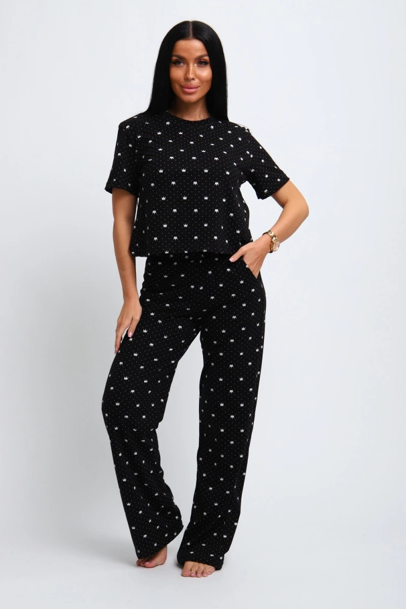 Пижама с брюками 308 (черный)