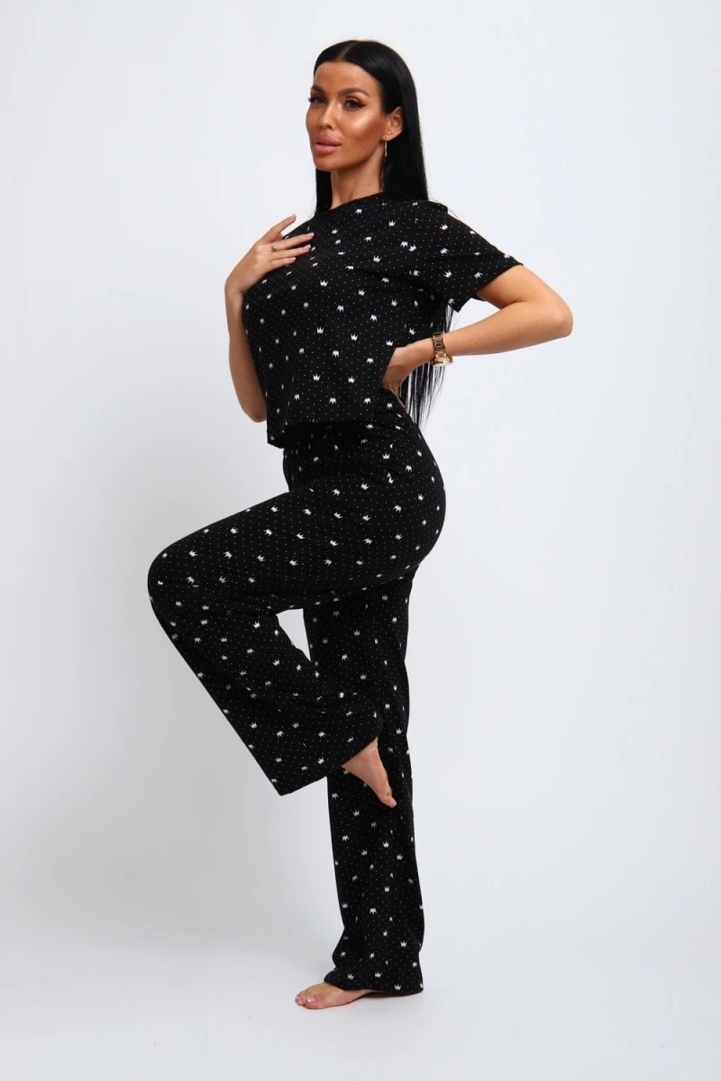 Пижама с брюками 308 (черный)