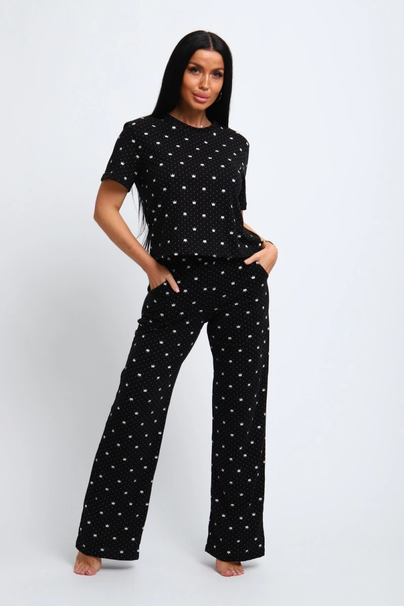 Пижама с брюками 308 (черный)