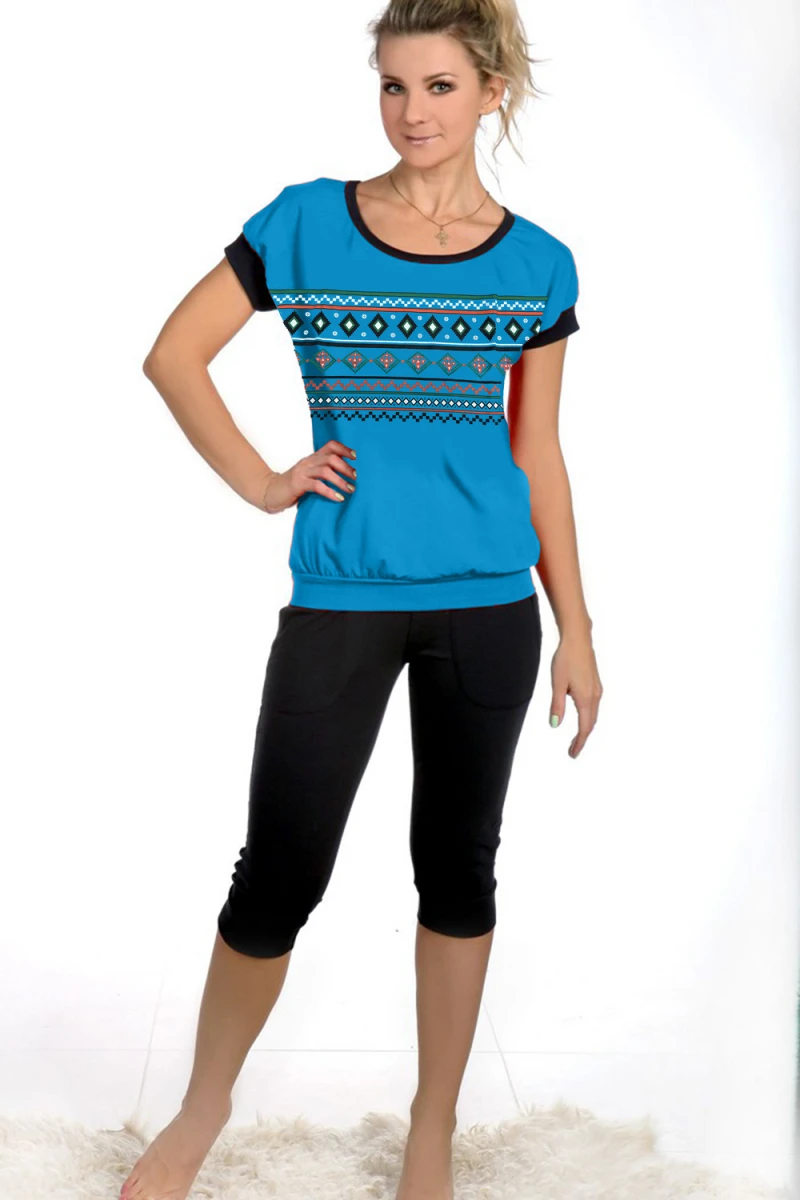 Пижама с бриджами и футболкой 50 (синий)