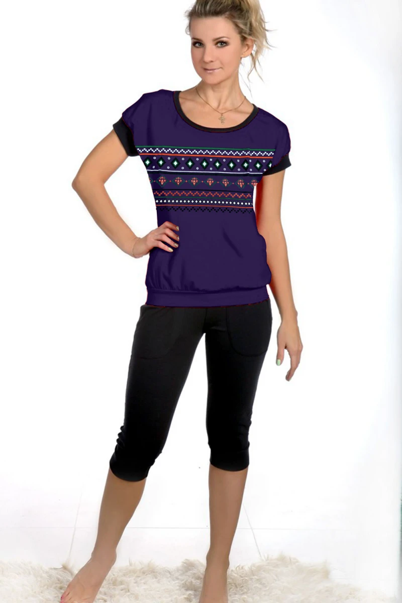 Пижама с бриджами и футболкой 50 (фиолетовый)