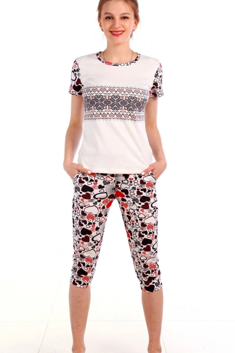 Пижама с бриджами с бриджами и футболкой 3 (белый)