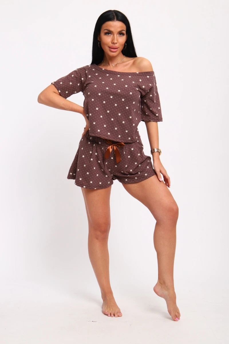 Пижама с шортами 298 (коричневый)