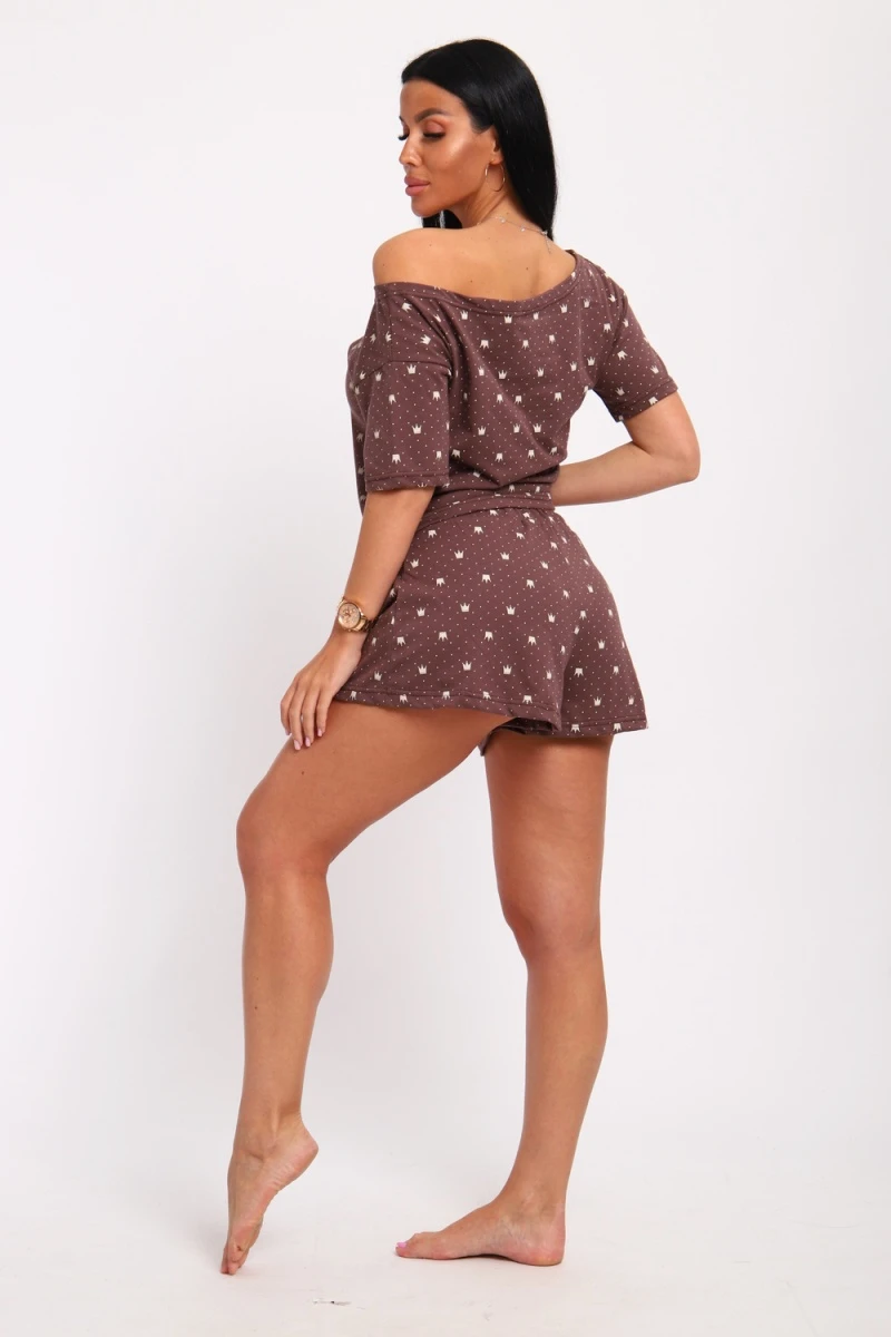 Пижама с шортами 298 (коричневый)