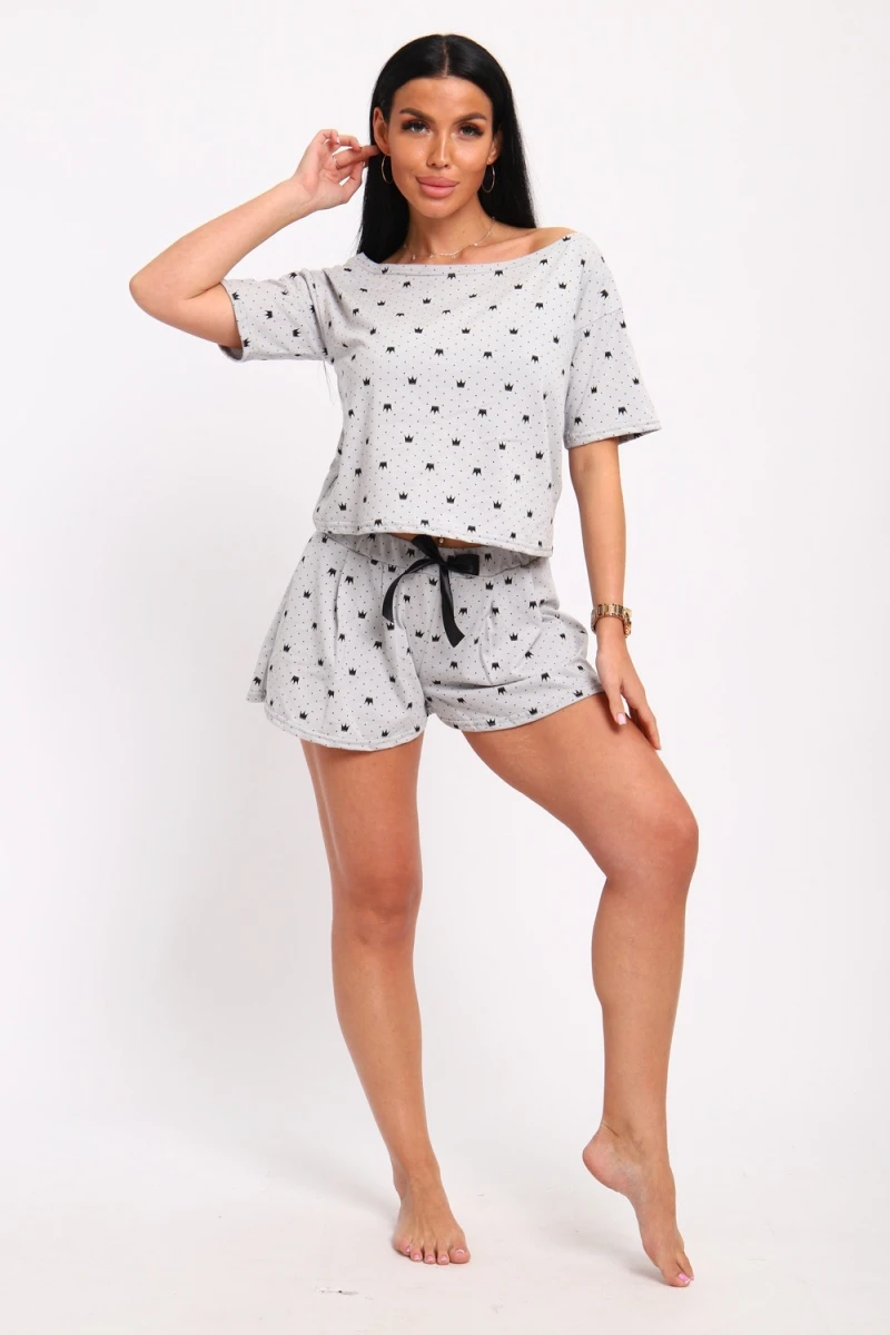 Пижама с шортами 318 (светло-серый)