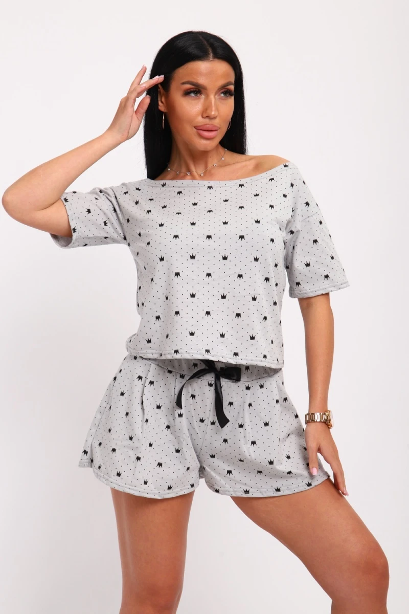 Пижама с шортами 318 (светло-серый)