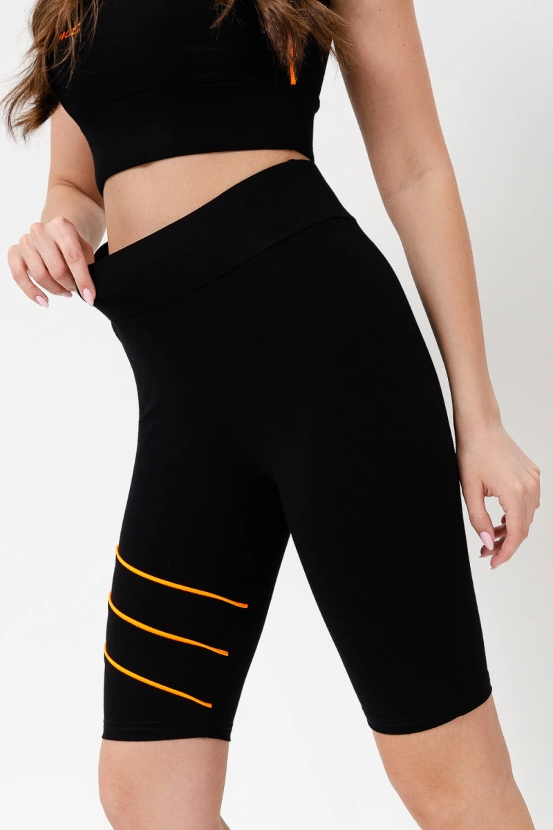 Велосипедки 67072 (черный+оранжевый неон)